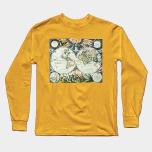 Antique World Map by Pieter Goos, 1666 Long Sleeve T-Shirt